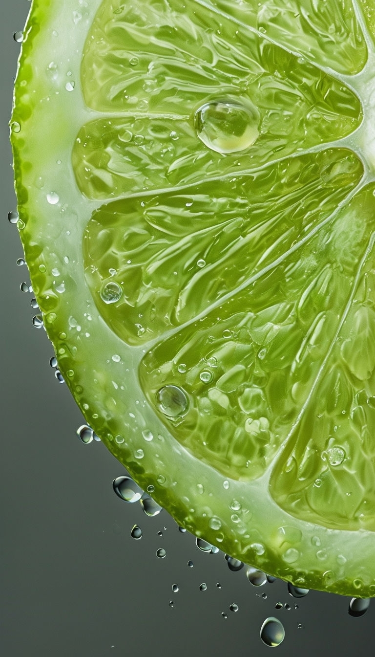 Vibrant Close-Up Lime Slice with Water Droplets Mobile Wallpaper