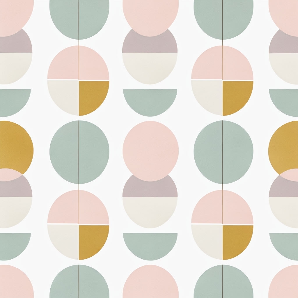 Pastel Geometric Circles and Semicircles Seamless Pattern