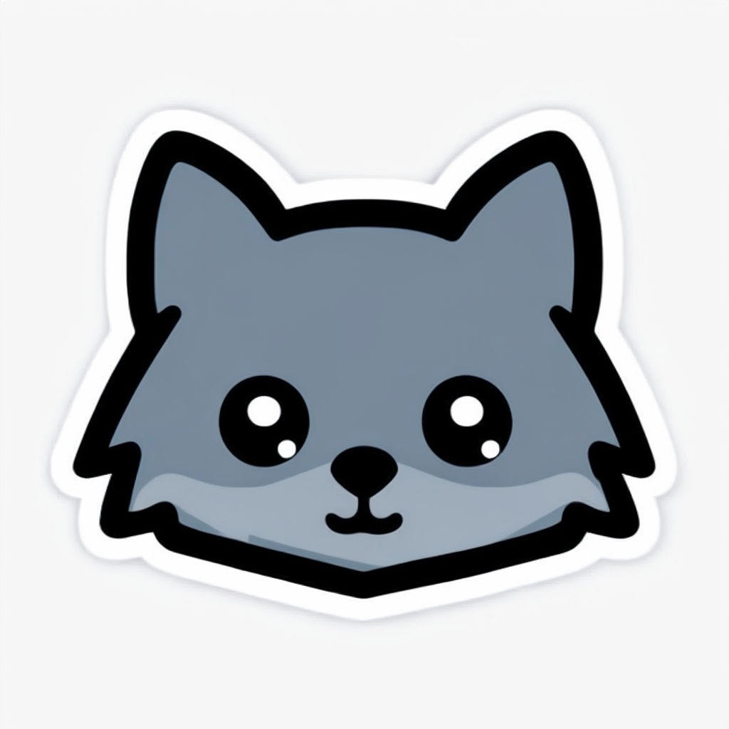 Cute Kawaii Cartoon Wulf Face Sticker