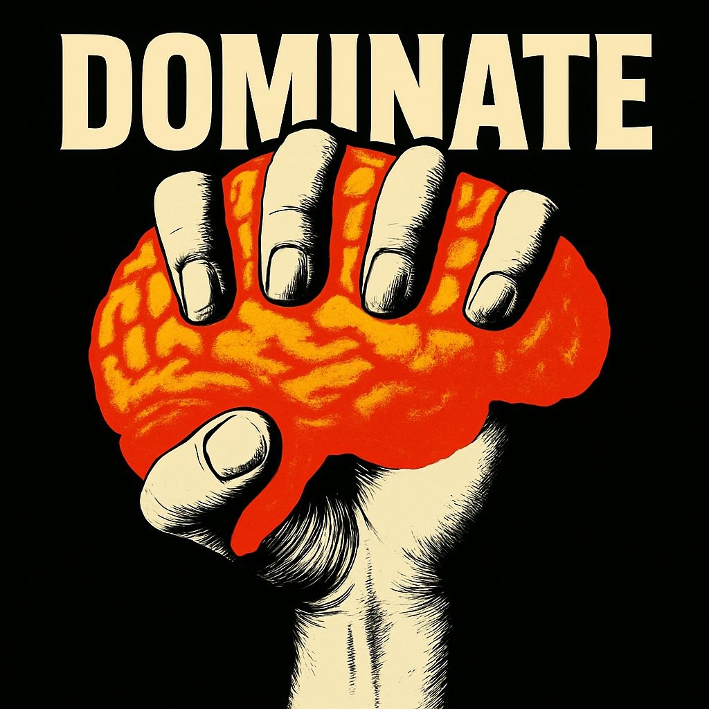 Dominating Vintage Brain Illustration with Bold Typography Spotify Album Cover