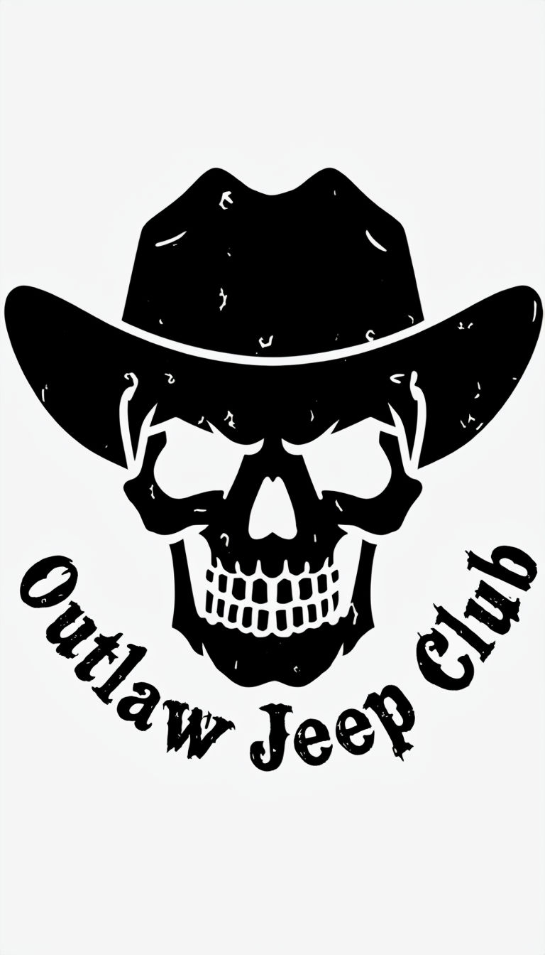 Outlaw Jeep Club Cowboy Skeleton Skull T-Shirt