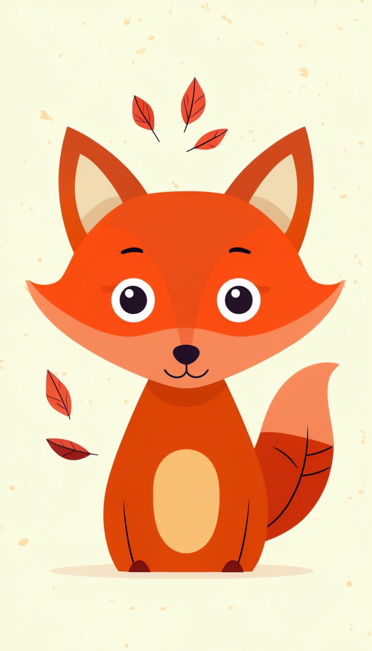 Playful Cartoon Fox Against Cream Background Mobile Wallpaper
