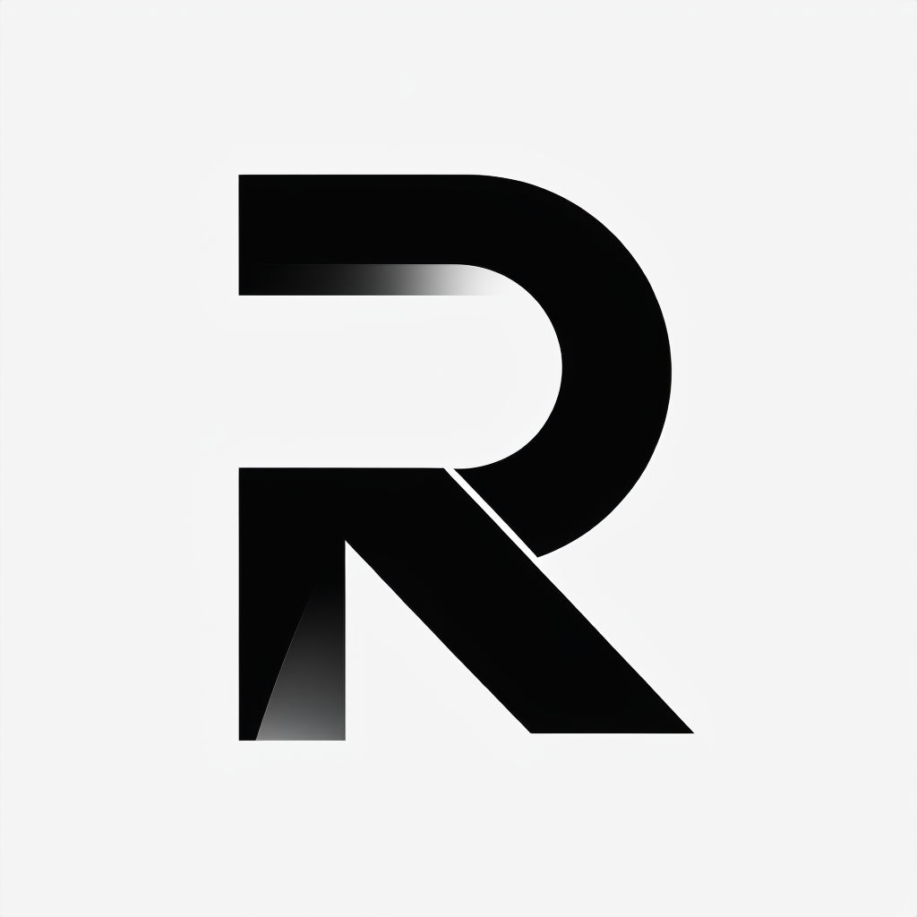 Stylish Minimalist Black and White R Logo Design Monogram
