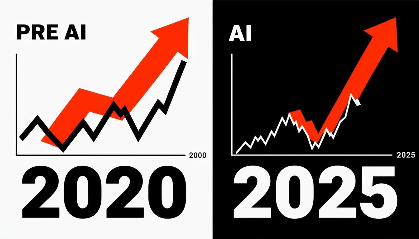 Tech Trends Comparison: PRE AI vs AI Growth Graphs Social Media Post