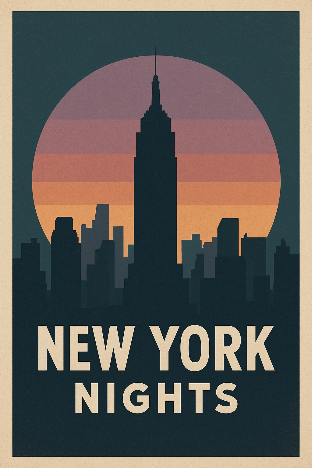 Vintage New York Nights Empire State Building Sunset Poster