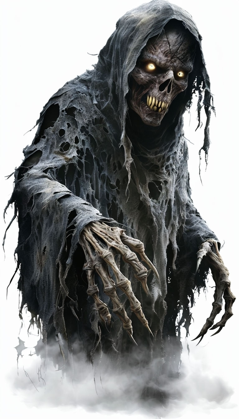 Eerie Skeletal Creature with Glowing Eyes Artwork Mobile Wallpaper