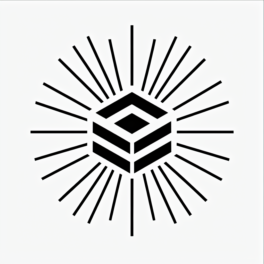 Geometric Cube Sunburst Minimalist Logo