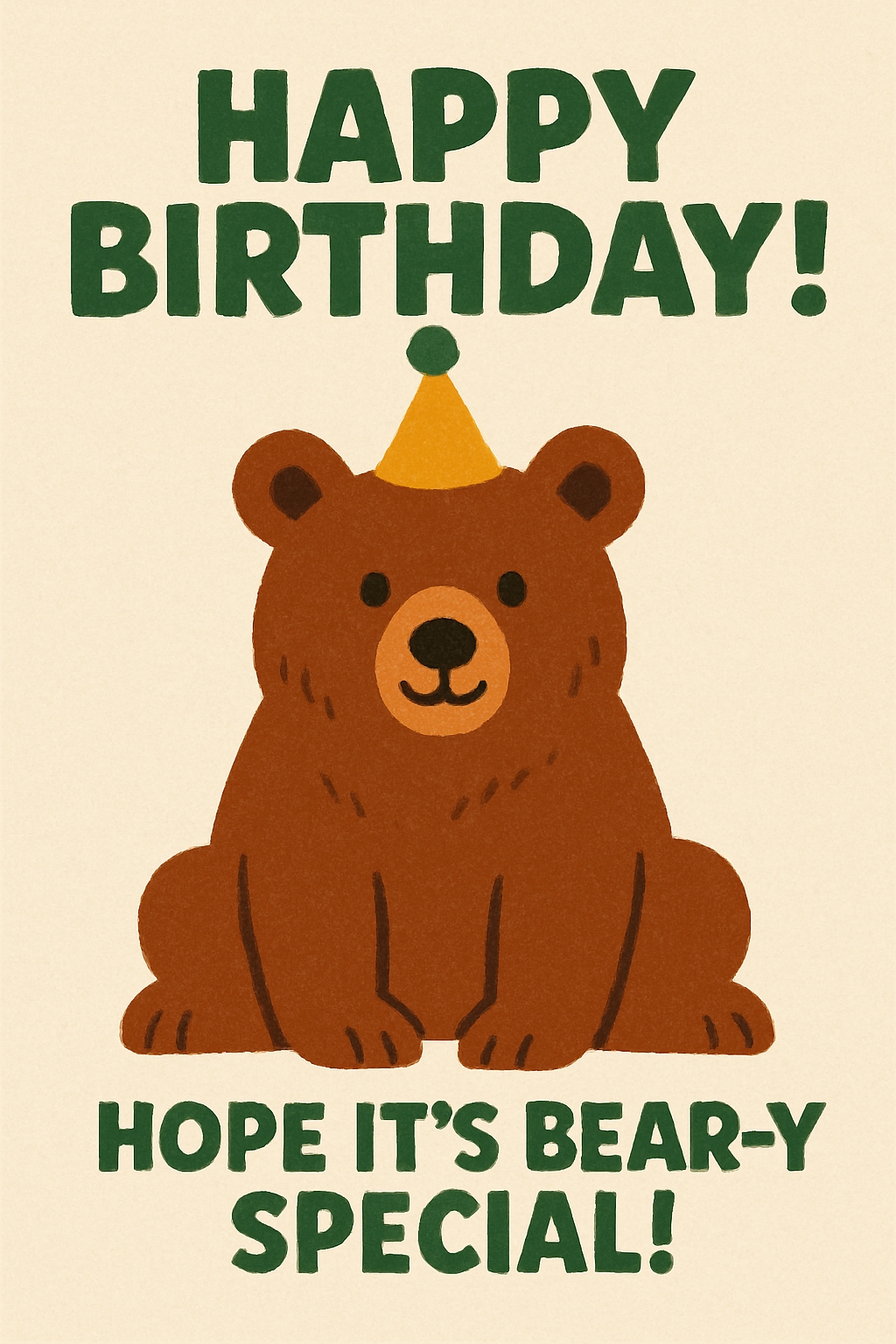 Cheerful Cartoon Bear Birthday Card Design for Celebrations Cards & Invites