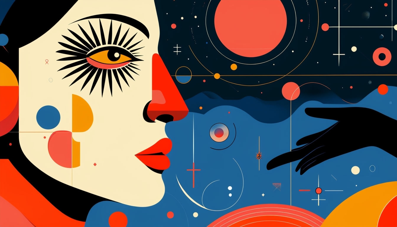 Surreal Modern Abstract Human Face Illustration Virtual Background