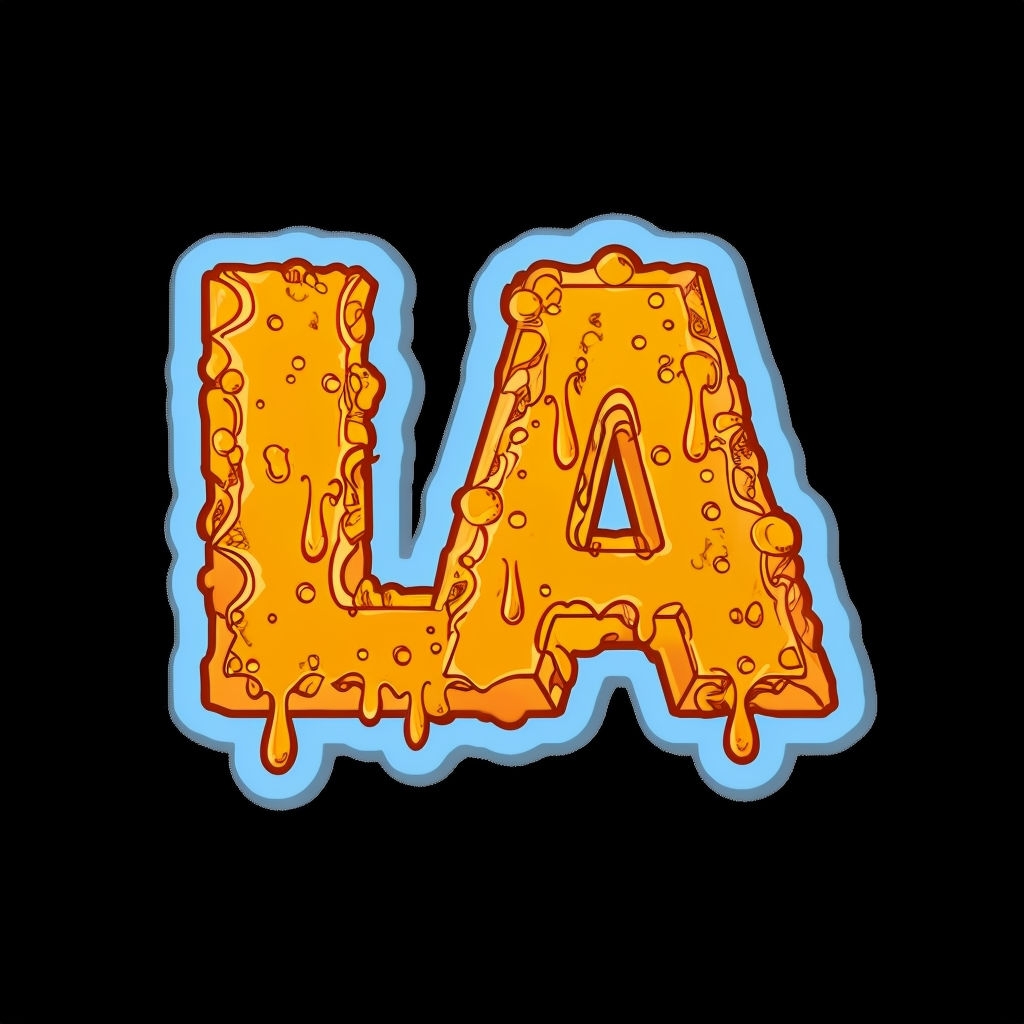 Melting Cheese LA Logo on Black Background T-Shirt