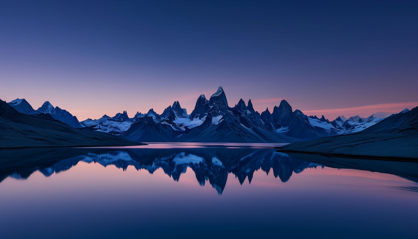 Majestic Twilight Mountain Landscape Reflection Virtual Background