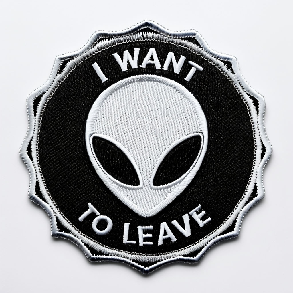 Alien Head I Want to Leave Embroidered Patch Design Hat