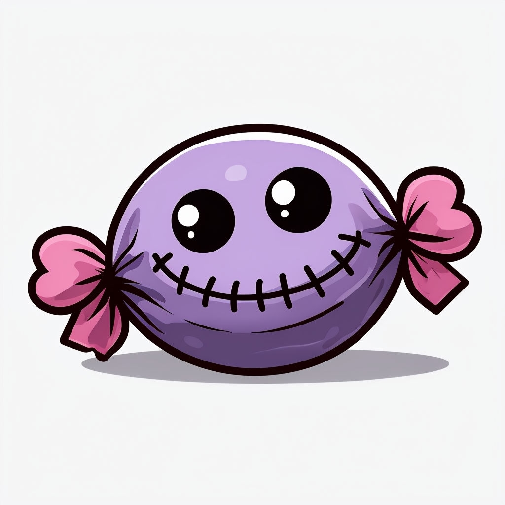 Playful Lavender Candy Character with Cute Expressions Sticker