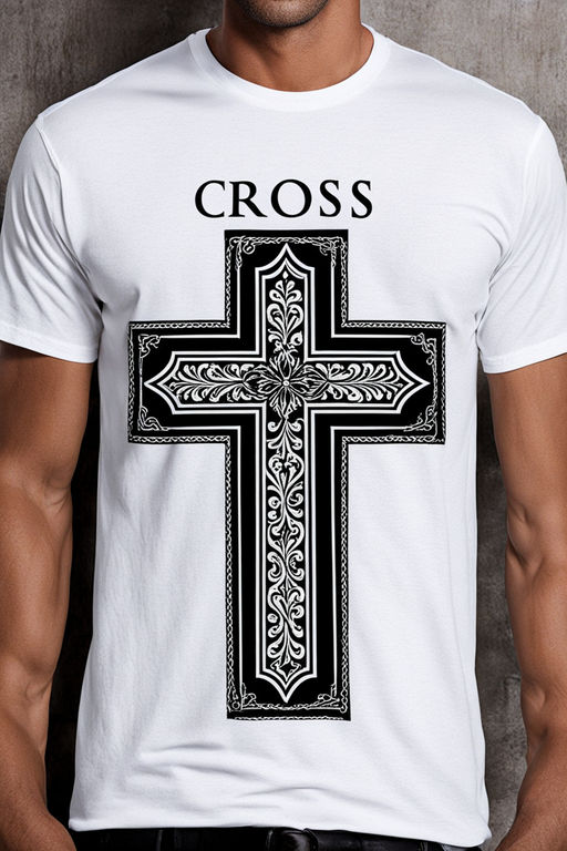 black t shirt with white cross