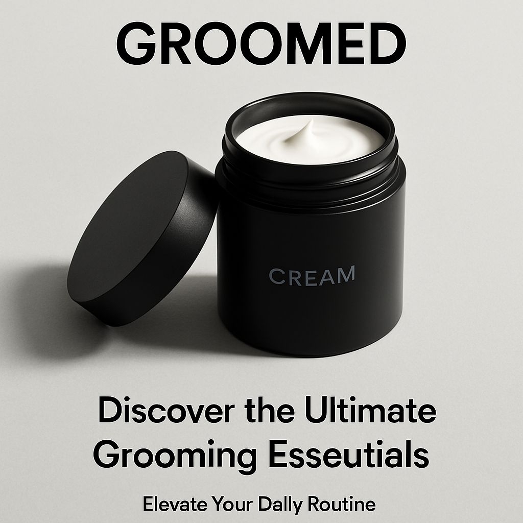 Sleek Men's Grooming Cream Design with Modern Typography Ads