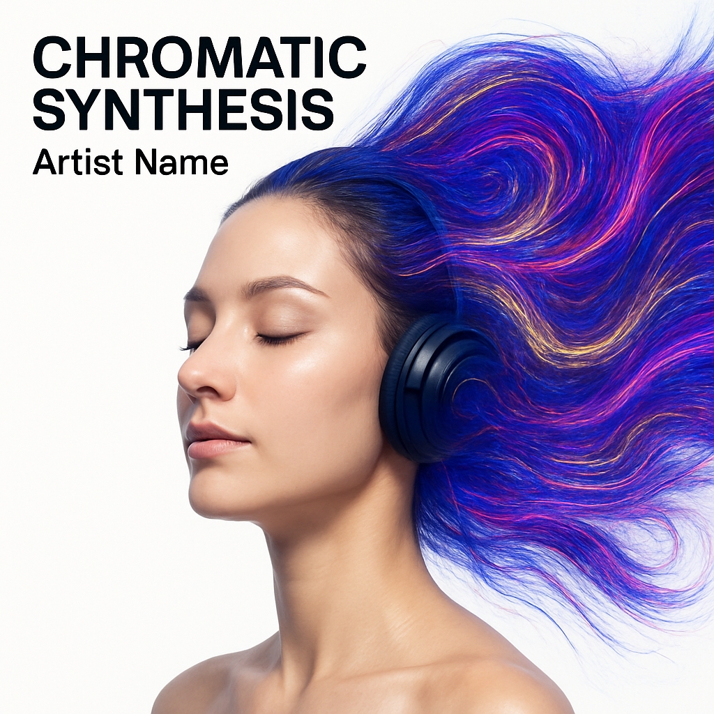 Vibrant Woman with Colorful Hair and Headphones Album Cover Spotify Album Cover