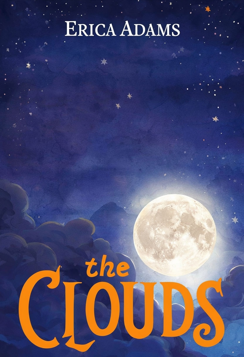 Dreamy Night Sky with Full Moon and Clouds EBook Cover