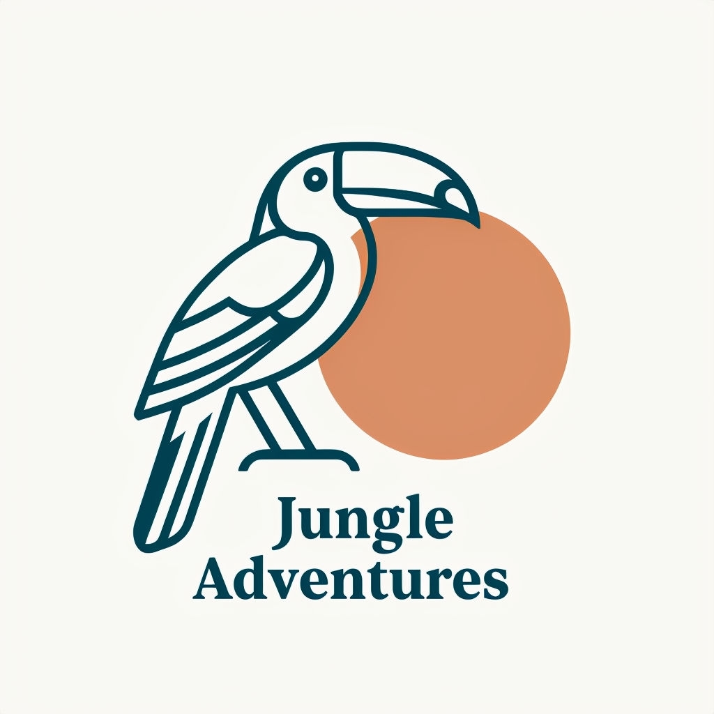 Minimalist Exotic Toucan Jungle Adventures Logo