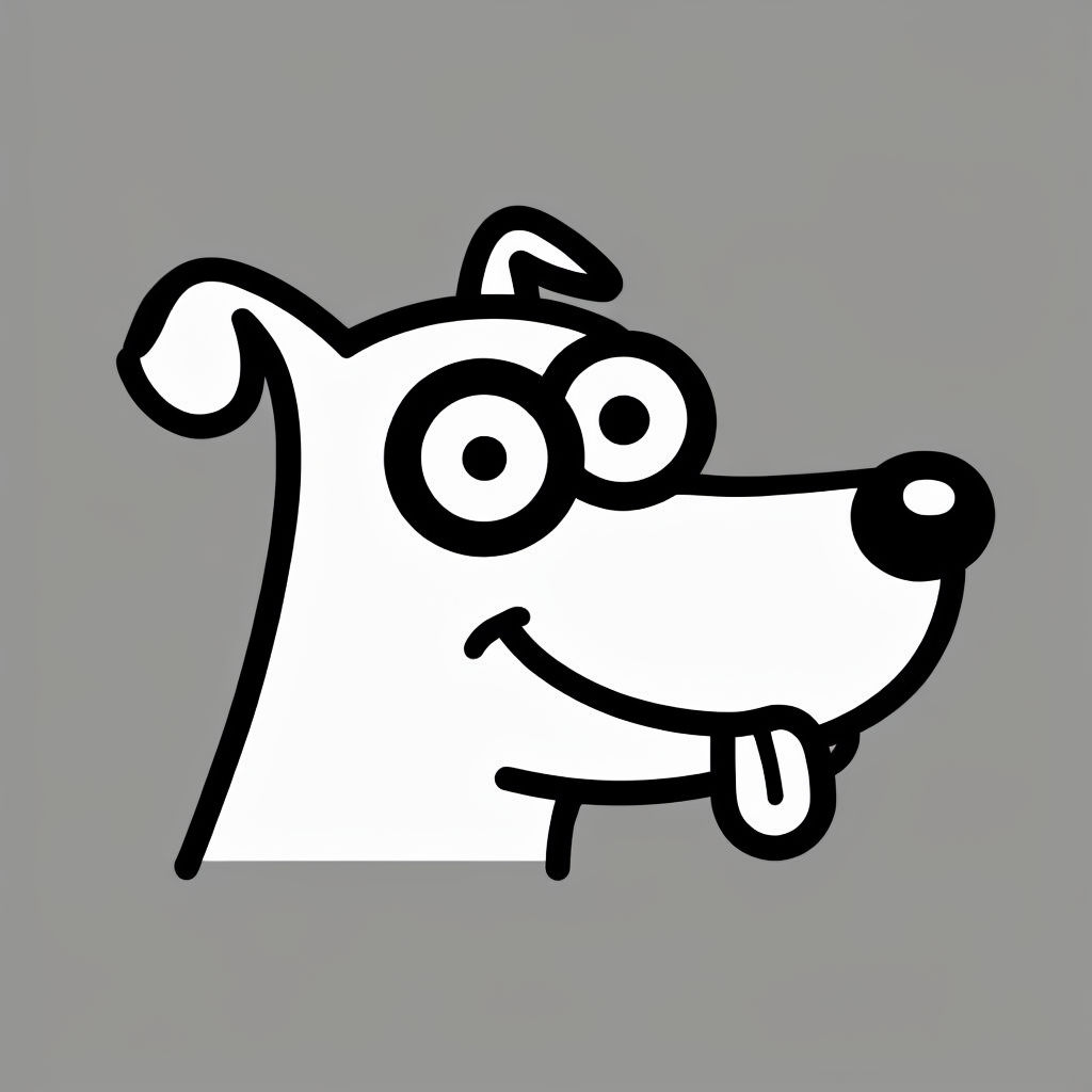 Playful Cartoon Dog Head Illustration on Gray Background T-shirt