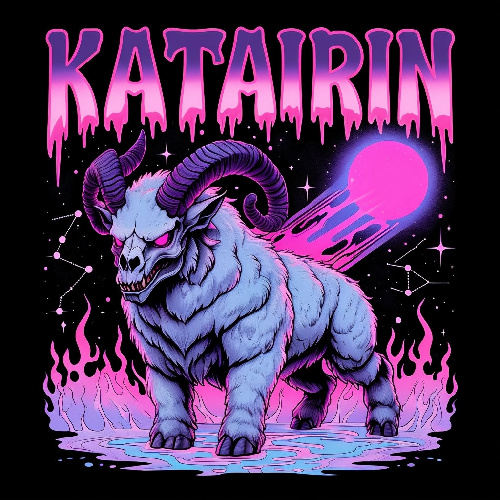 Retro-Futuristic Katairin Creature Illustration T-Shirt