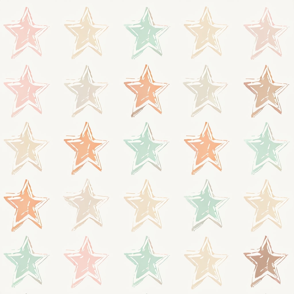 Whimsical Hand-Drawn Star Pattern in Pastel Colors Seamless Patterns