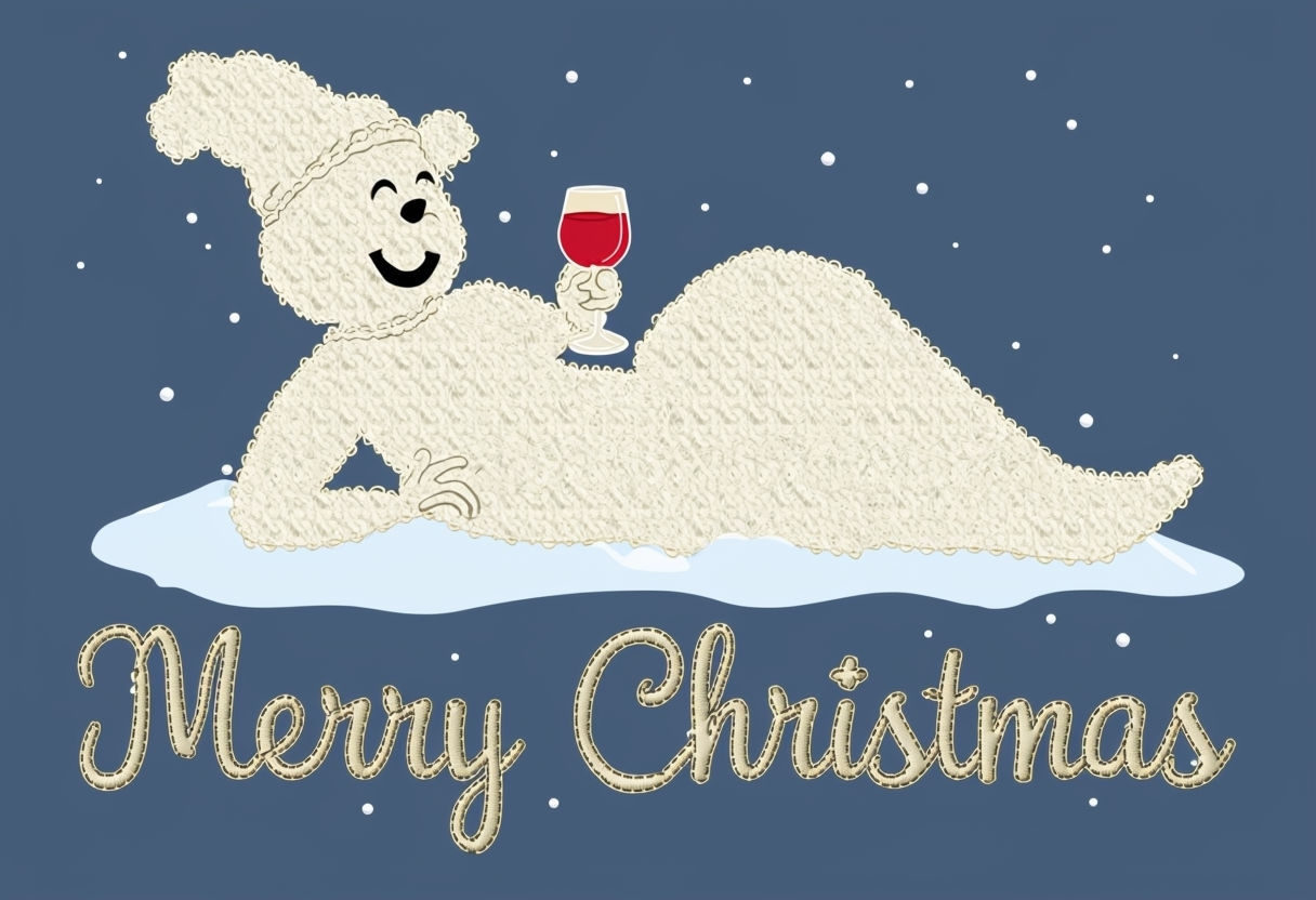 Whimsical Snow Woman with Wine for Merry Christmas T-shirt