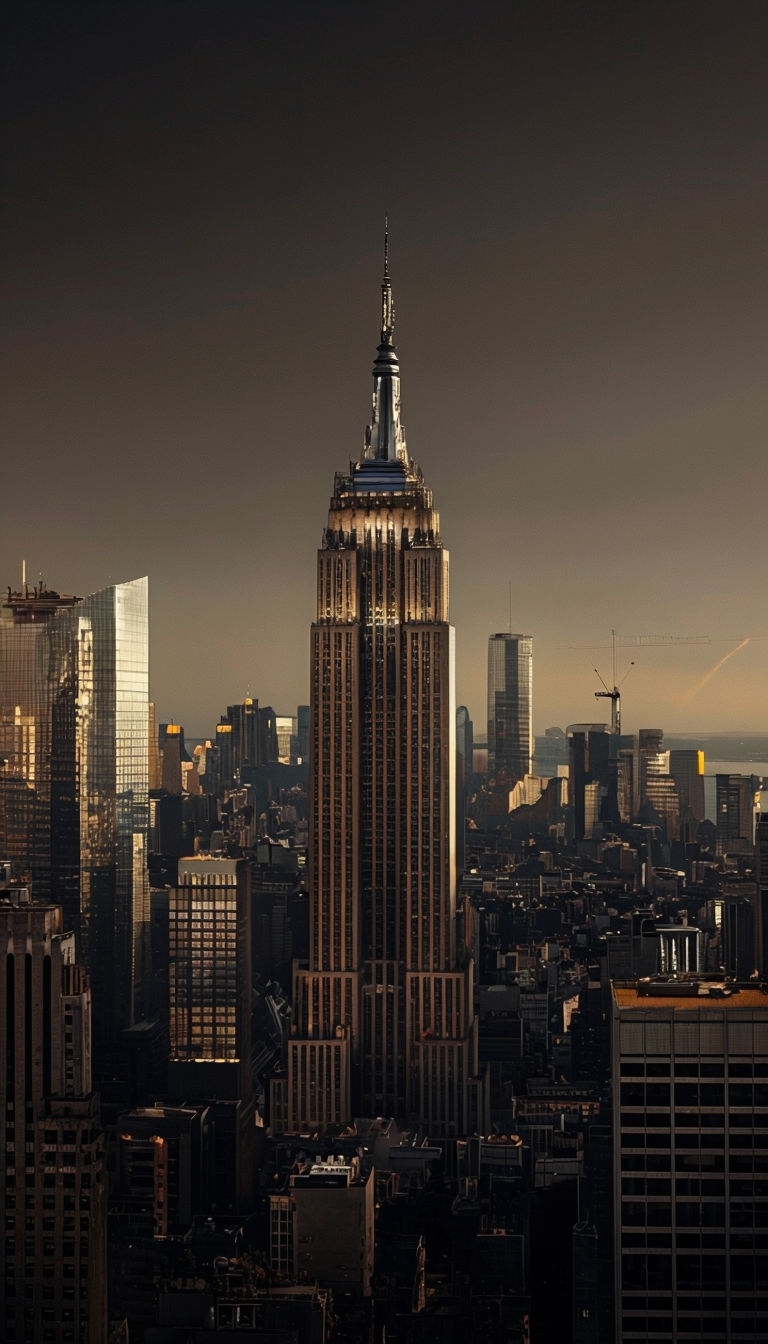 Dramatic New York City Skyline with Empire State Building Mobile Wallpaper