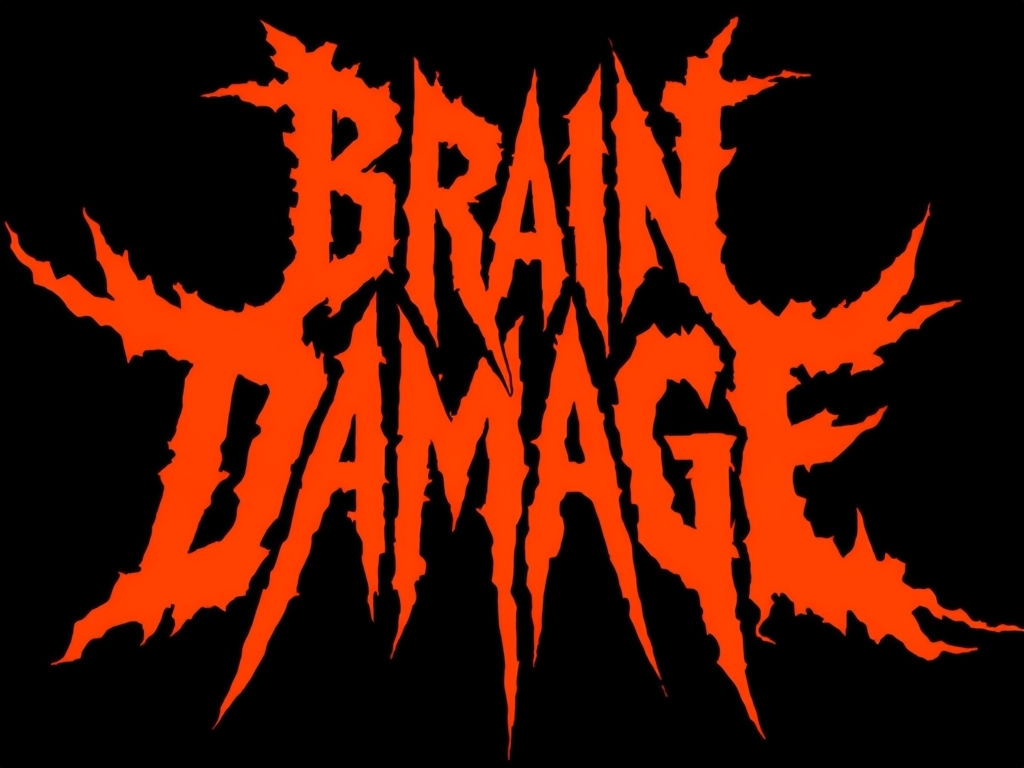 Bold Neon Brain Damage Heavy Metal Typography T-Shirt