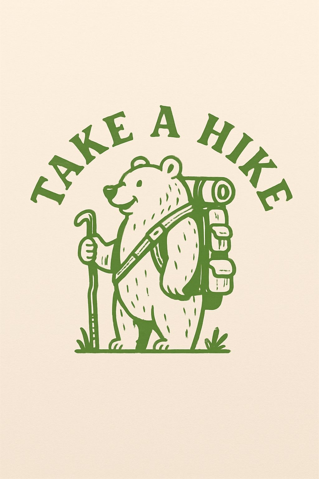 Whimsical Cartoon Bear with Backpack and Hiking Phrase T-shirt