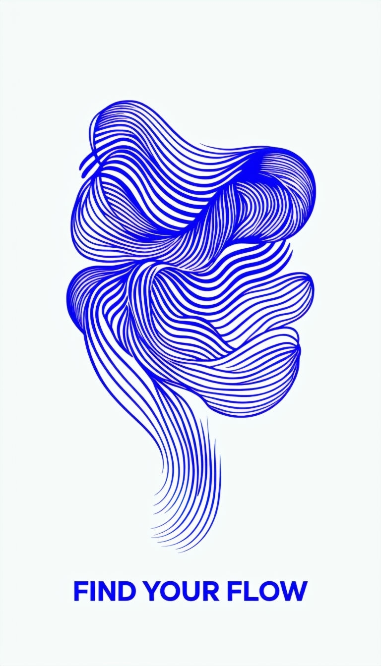 Deep Blue Abstract Wave 'Find Your Flow' Phone Case Cover