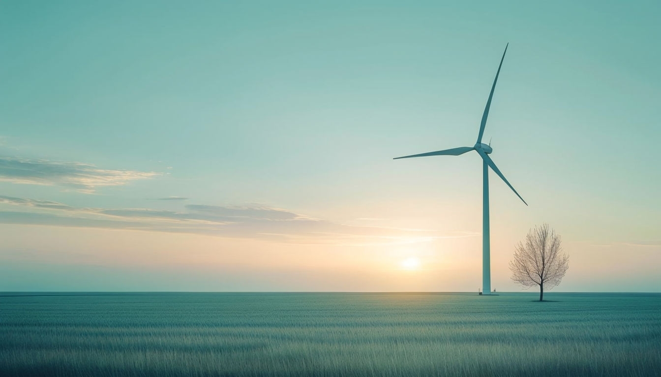 Serene Minimalist Wind Turbine Landscape Virtual Background