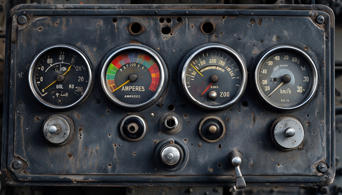 Weathered Industrial Instrument Dashboard Close-Up Photography Background