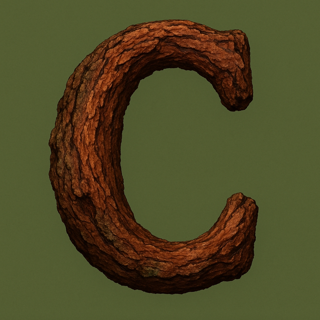 Rustic Wooden Letter C with Olive Green Background Monogram