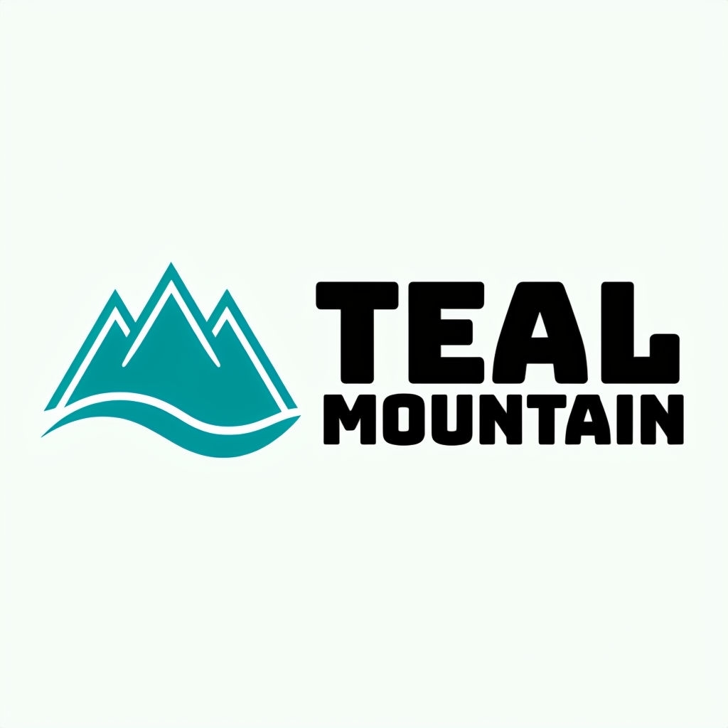 Minimalist Teal Mountain Logo with Bold Black Text