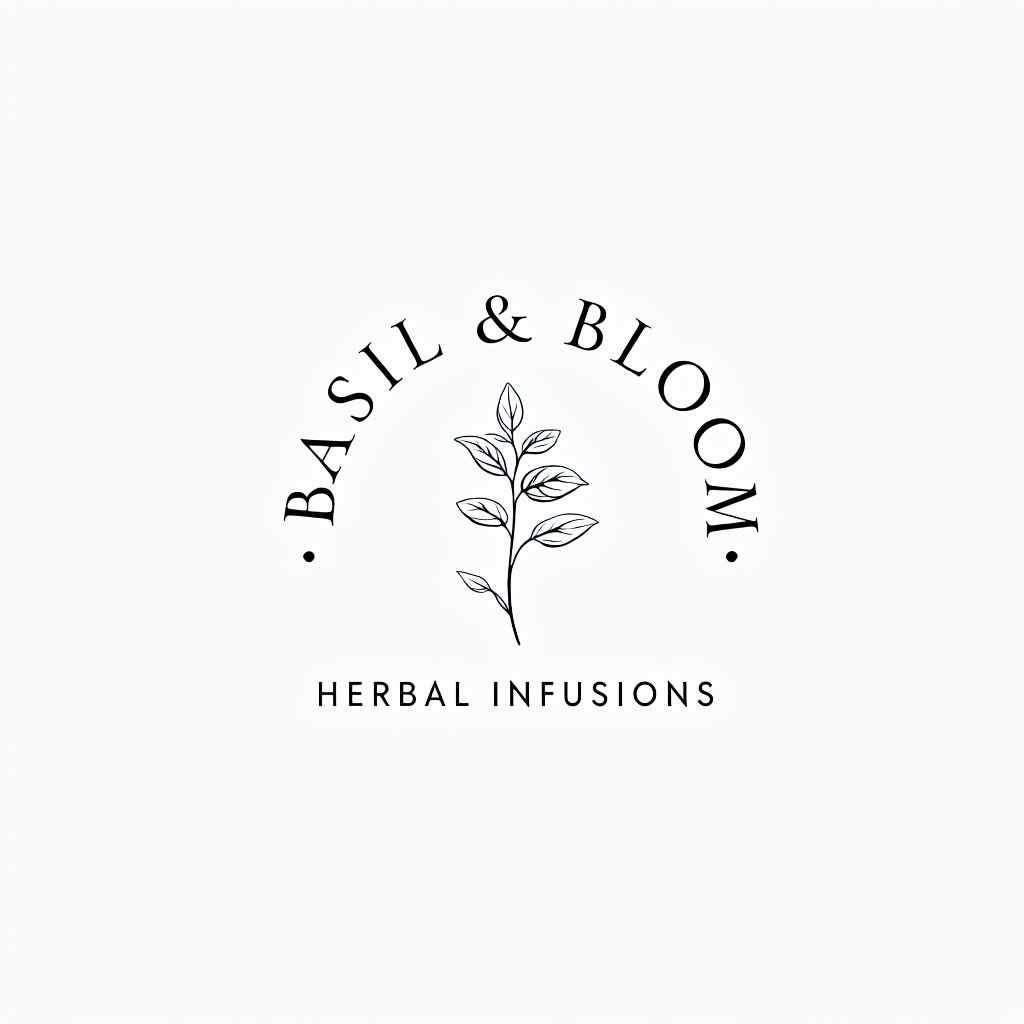 Elegant Minimalist Basil & Bloom Logo with Herbal Infusions