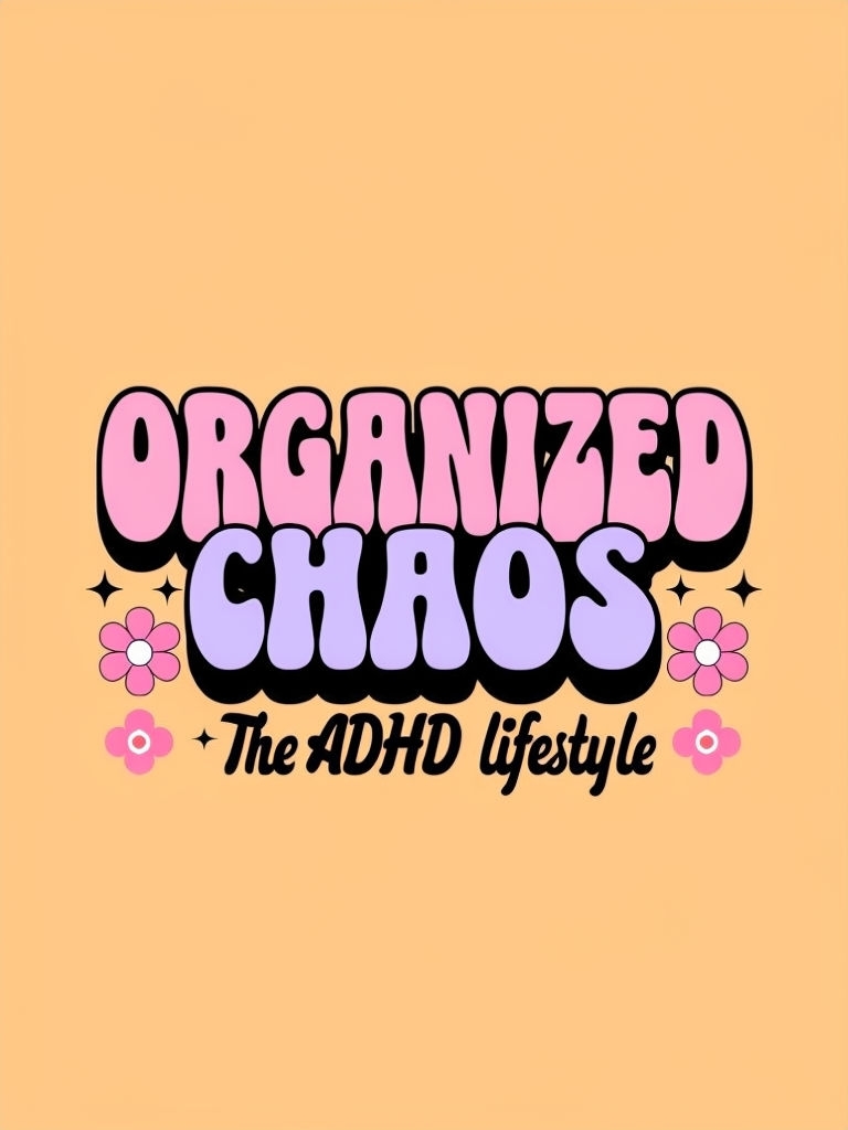 Organized Chaos Retro Text Design with Floral Accents Poster