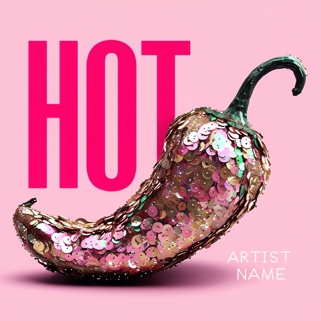 Vibrant Sequined Chili Pepper Artwork for Album Cover Art