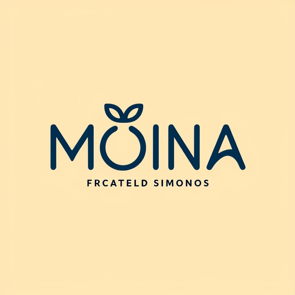 Unique Minimalist MOINA Logo with Leaf Elements Design Logo