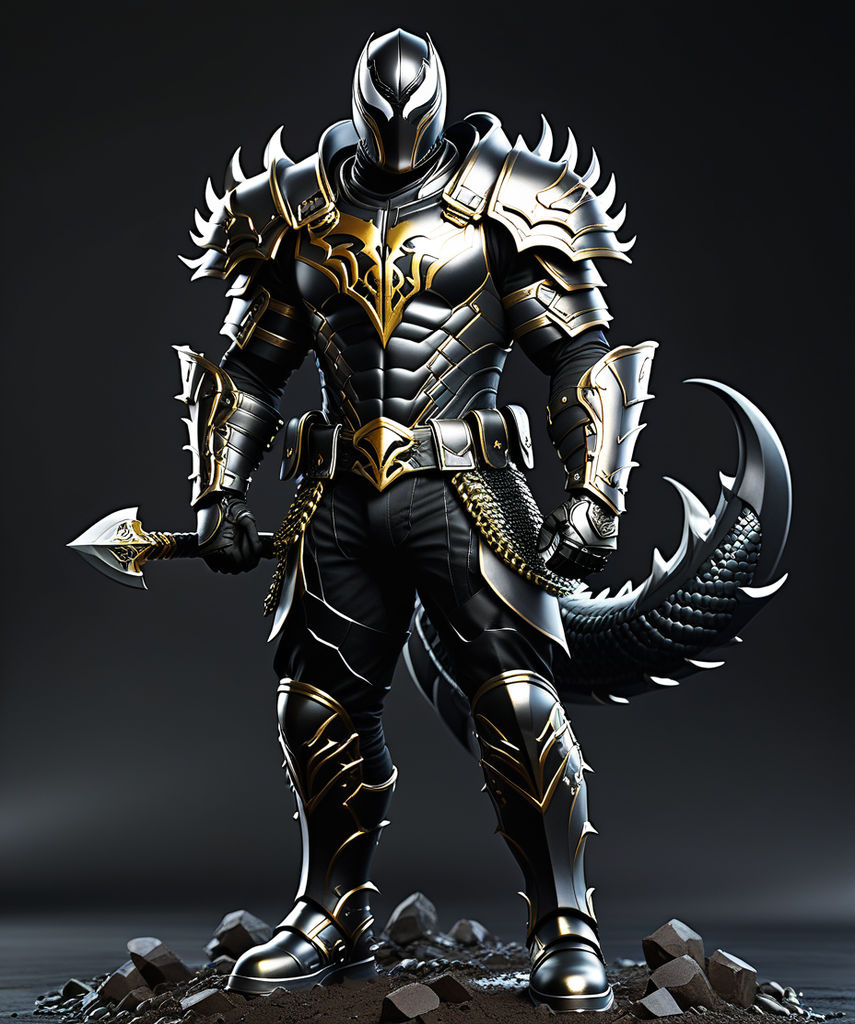 Apocalyptic warrior in metallic venom armour by Sam Maslakov - Playground