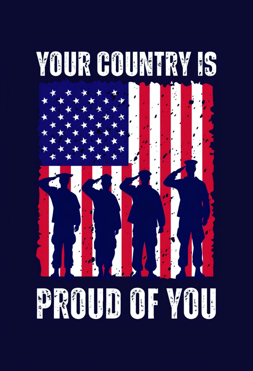 Patriotic Military Salute Graphic T-Shirt Design