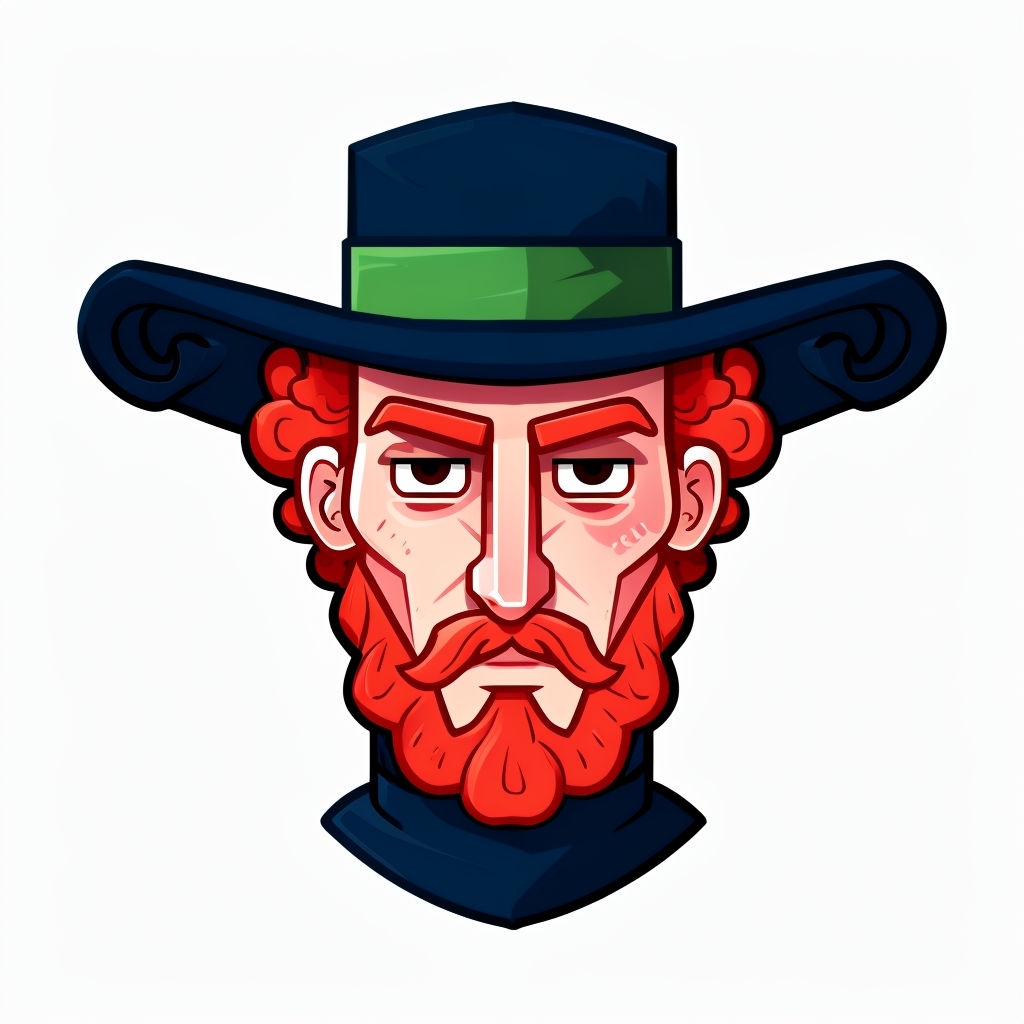 Cartoonish Red Beard Man with Navy Blue Hat Illustration Sticker