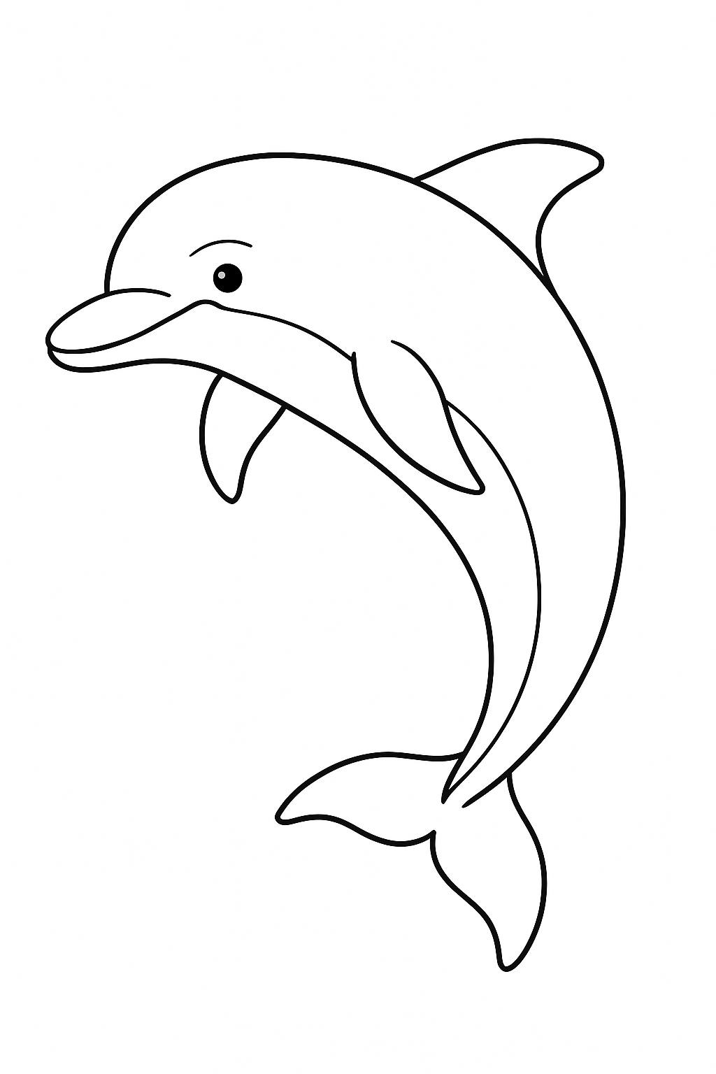 Minimalist Black Line Dolphin Illustration Coloring Book Pages