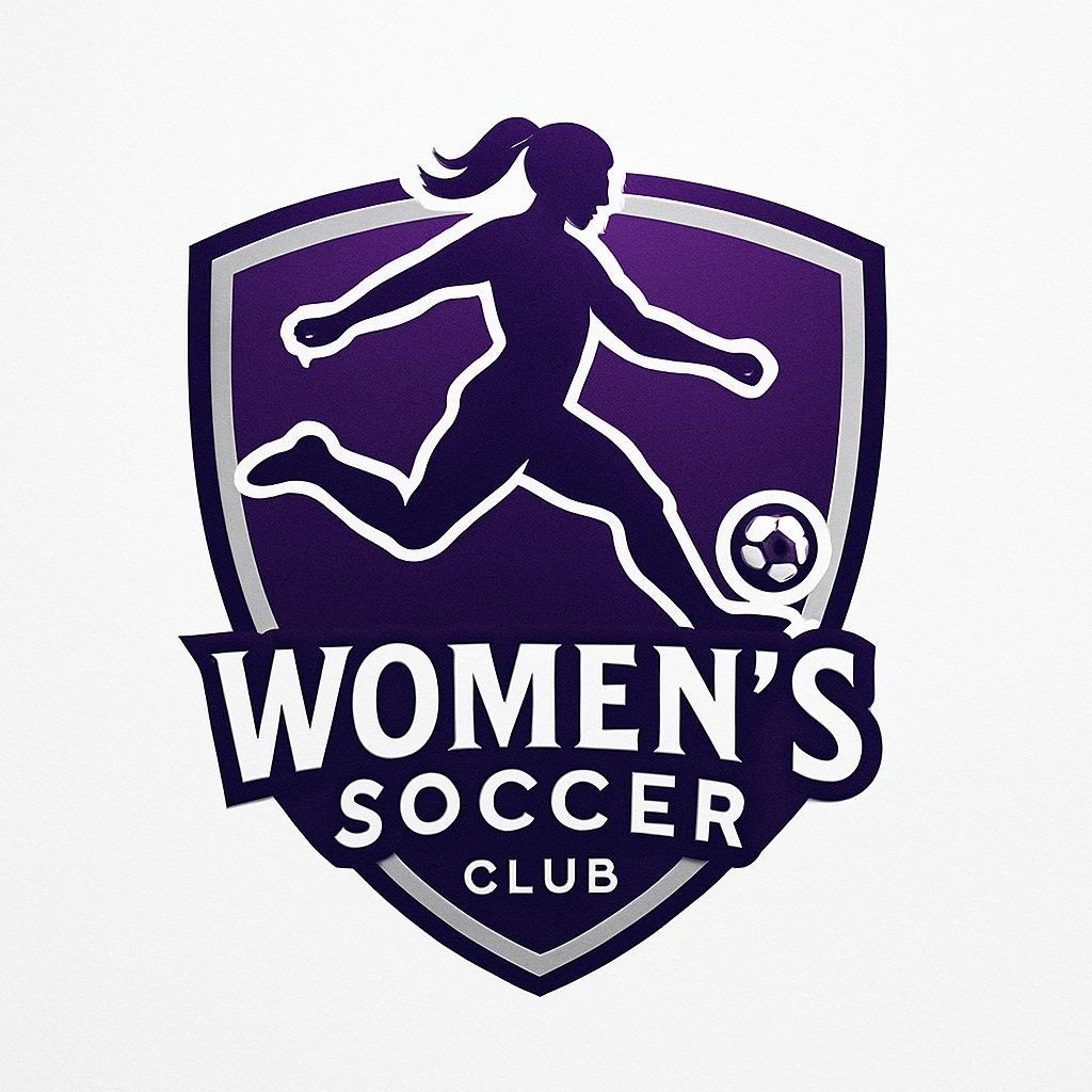 Modern Women's Soccer Club Emblem with Dynamic Player Logo
