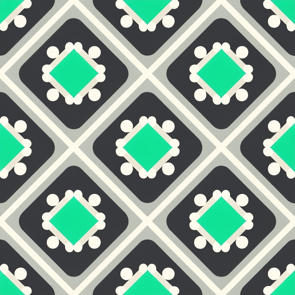 Charcoal Gray and Mint Green Geometric Hexagon Pattern Seamless Pattern