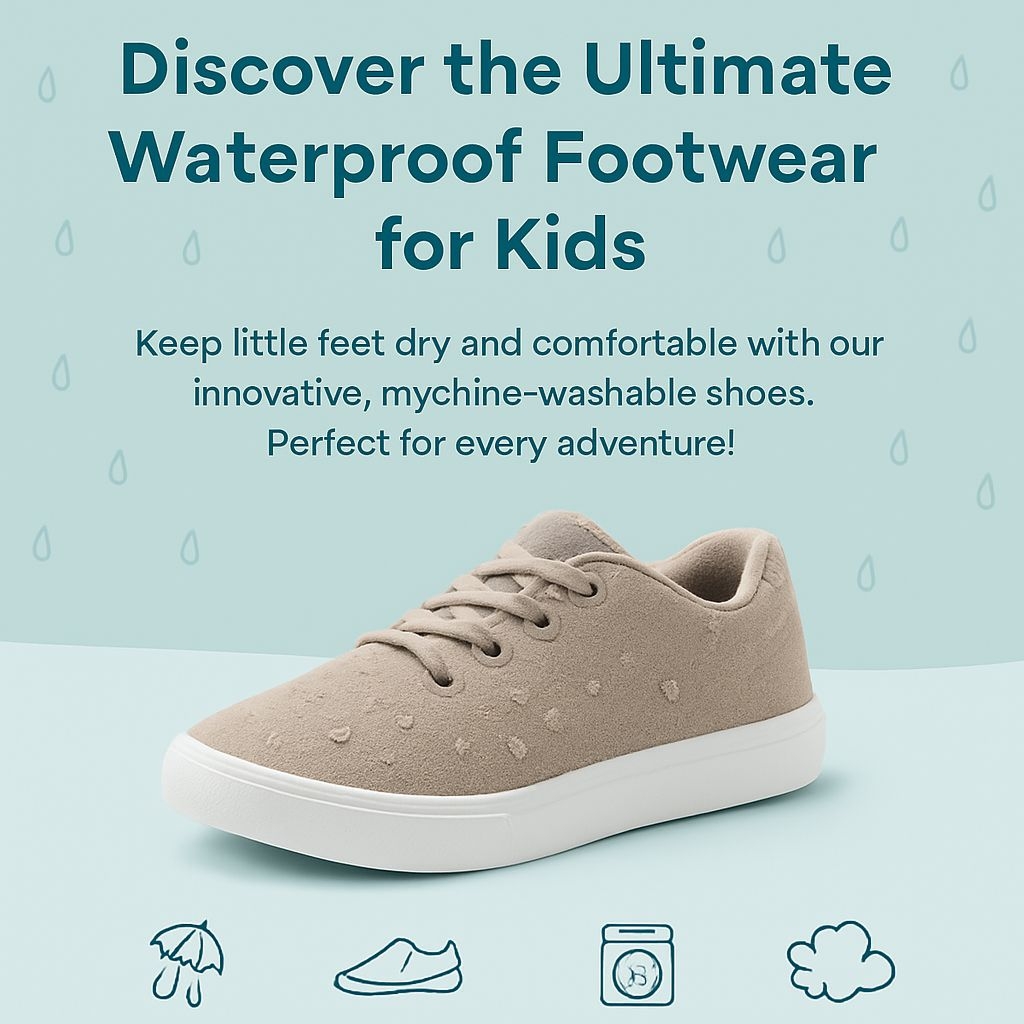 Ultimate Waterproof Footwear for Kids Ad Template Design
