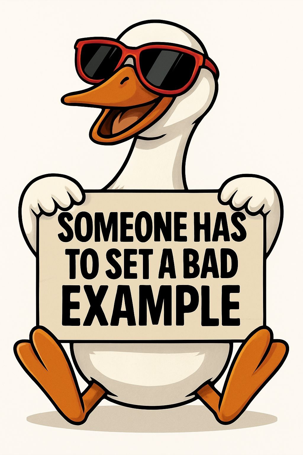 Cool Cartoon Duck with Bad Example Sign T-Shirt