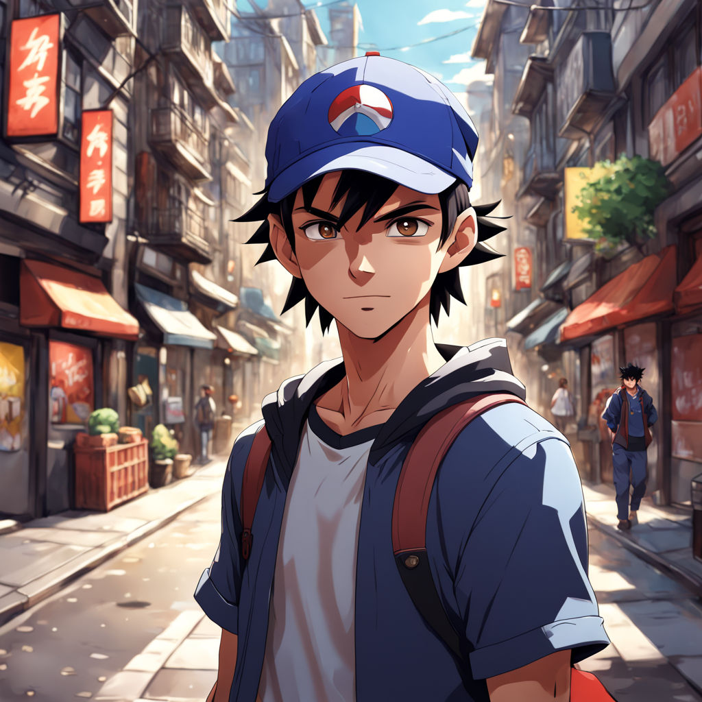 illustration of Ash from Pokemon wearing nike dunk low sneaker with white  and red color