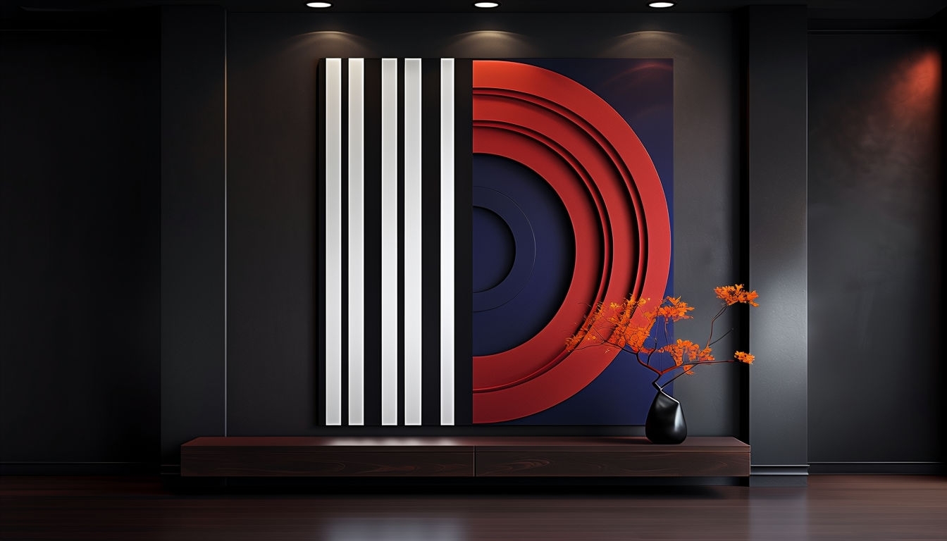 Modern Minimalist Entryway Virtual Background with Abstract Art