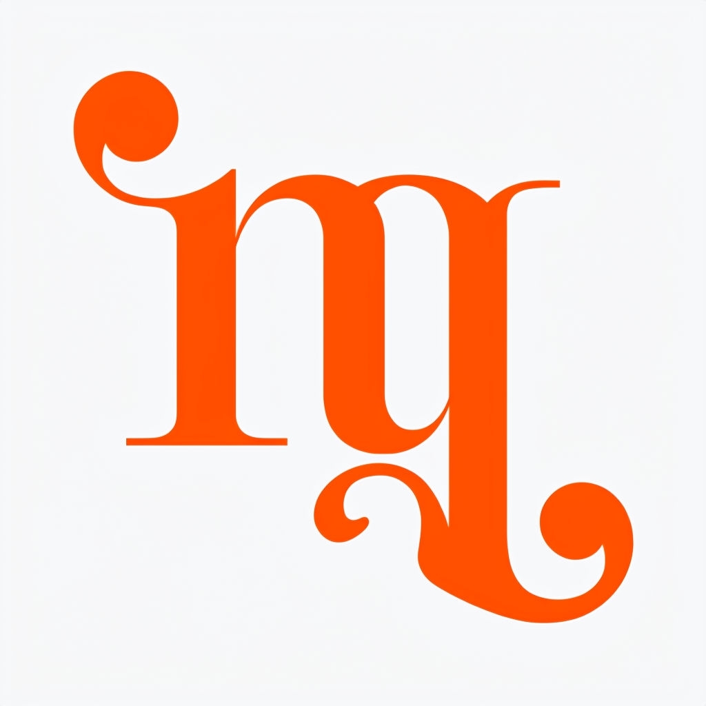 Elegant Stylized Peach "nq" Letter Monogram Design