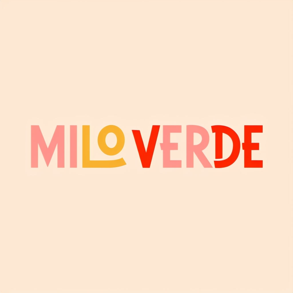 Colorful Minimalist MILO VERDE Logo Design on Peach Background Logo